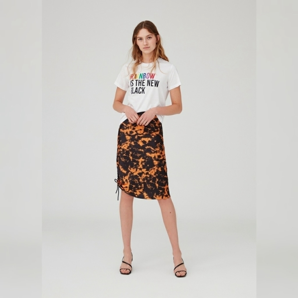NWOT OVS Tie dye orange and black skirt